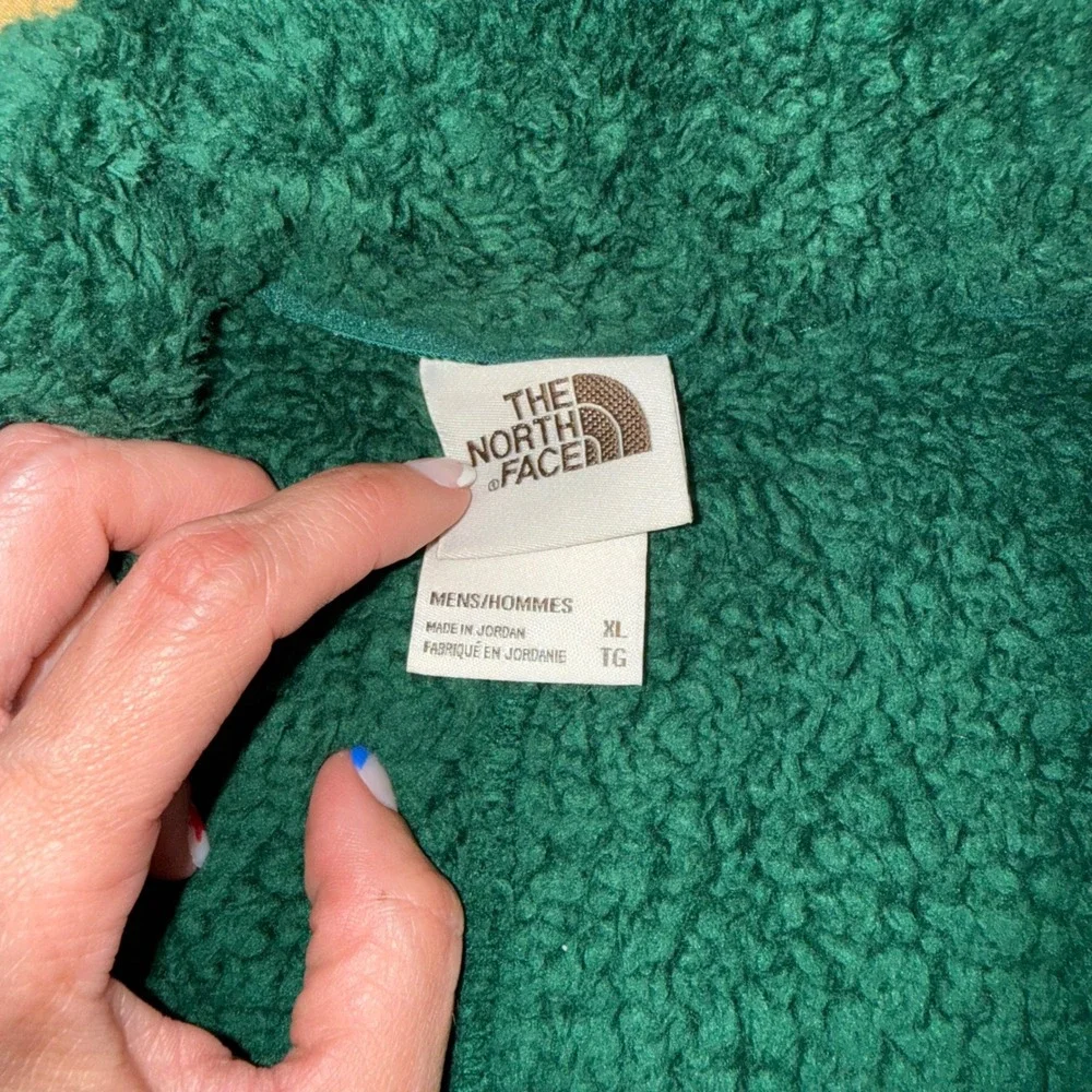 The North Face Sherpa Fleece Vest Mens XL Green Excellent Full Zip High Pile